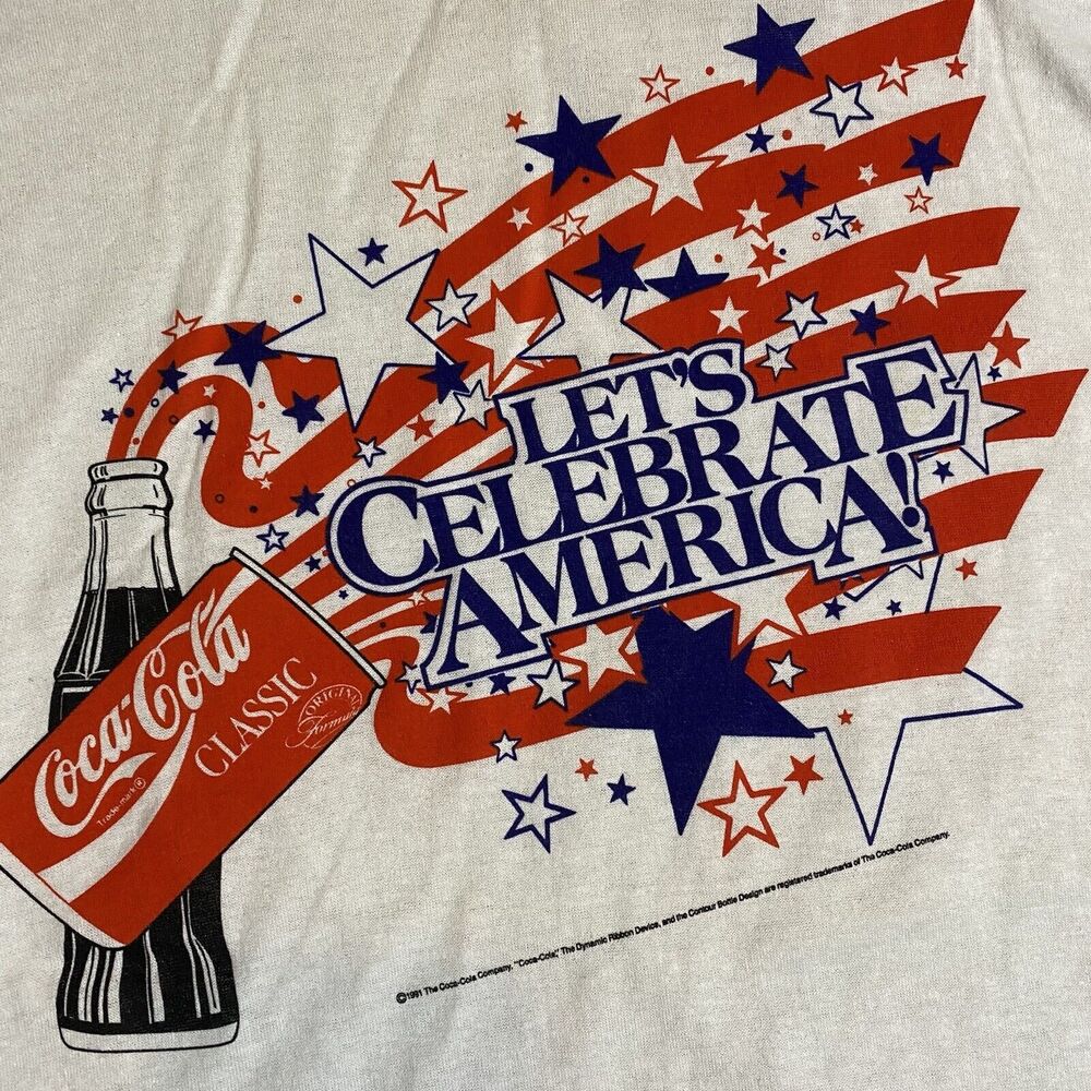 VINTAGE Coke Classic Tee EXTRA LARGE “Let’s Celebrate America” Single Stitch